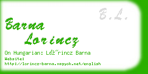 barna lorincz business card